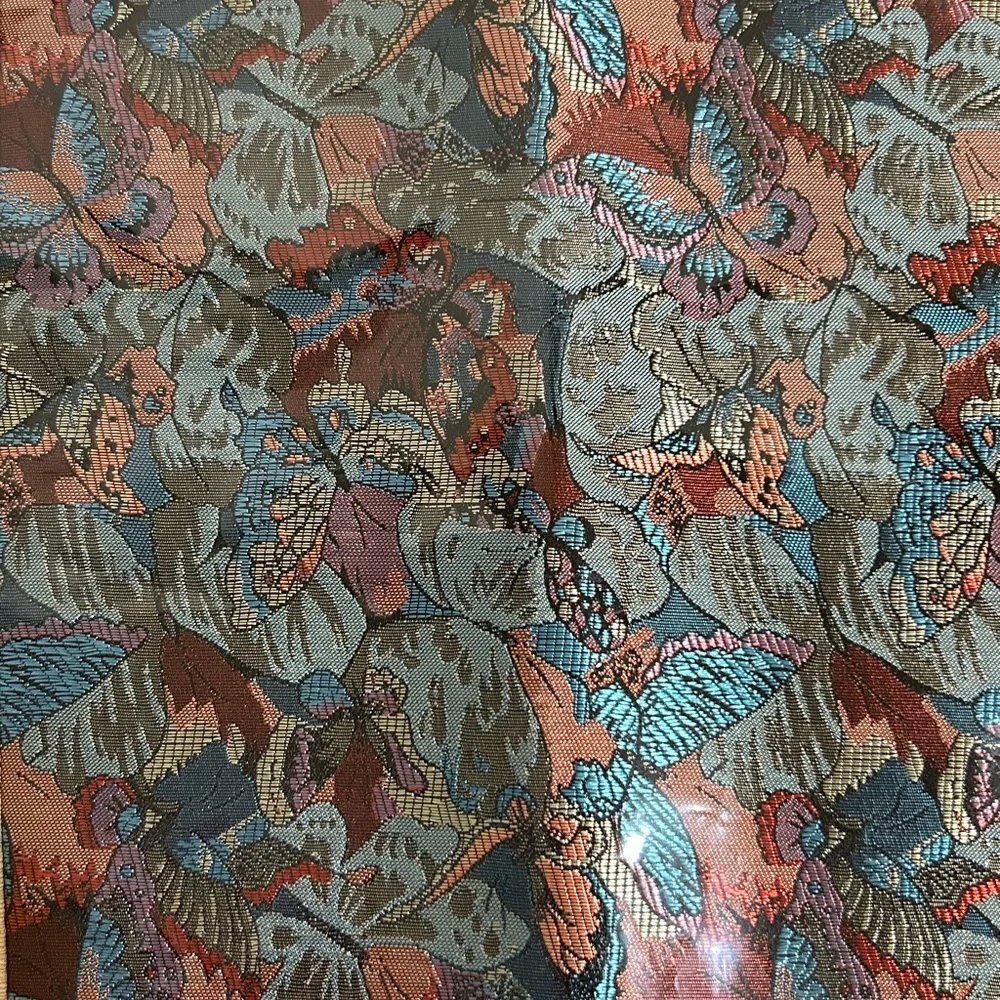 Handmade Silk Brocade Tablecloth – Shiny Jacquard Butterfly Art Textile